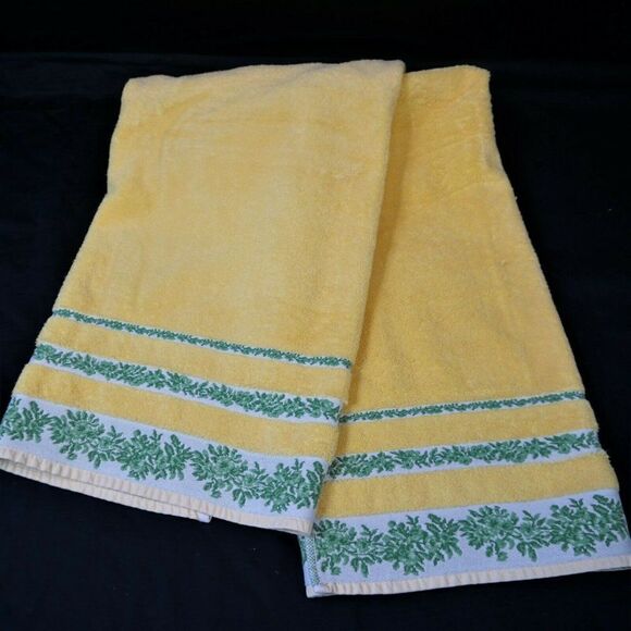 Yves Delorme Paris Vintage 90s 2 Towels Cotton Terry Cloth Made In France - Picture 4 of 7